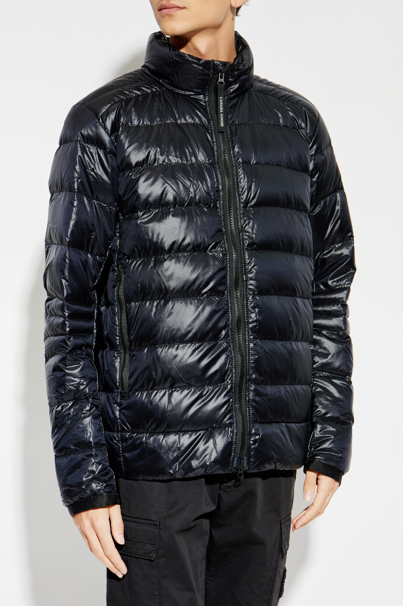 Leather goose down jacket online